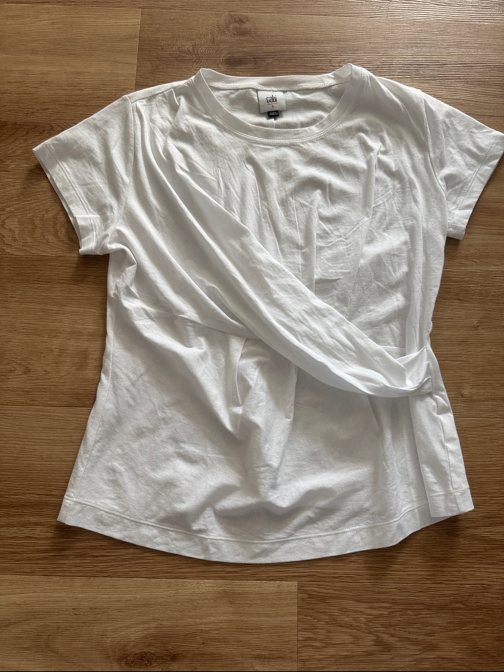 CAbi White Short-Sleeve Knot Detail Tee